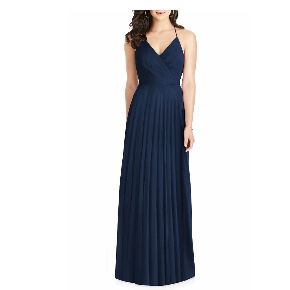 Dessy Collection Navy Blue Spaghetti-Strap Maxi Dress